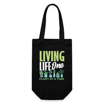 One Plant At A Time Plant Lovers - Gift Bag for Bottles - black - Front