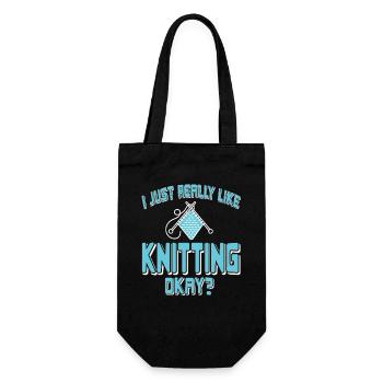 I Just Really Like Knitting Funny Yarn Hobby - Gift Bag for Bottles - black - Front