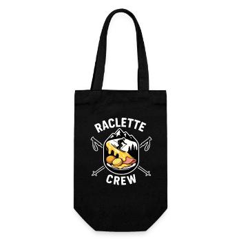 Raclette Crew – Bergkäse, Ski und Fondue - Geschenkbeutel für Flaschen - Schwarz - Vorne