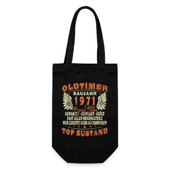 Oldtimer Baujahr 1971 Jahrgang Geburtstag Geschenk - Geschenkbeutel für Flaschen - Schwarz - Vorne
