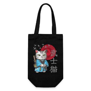 Cat Anime Japanese Samurai Kitten - Gift Bag for Bottles - black - Front