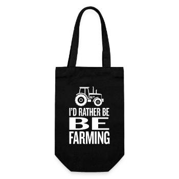Traktor Fan Spruch I'D RATHER BE FARMING - Geschenkbeutel für Flaschen - Schwarz - Vorne