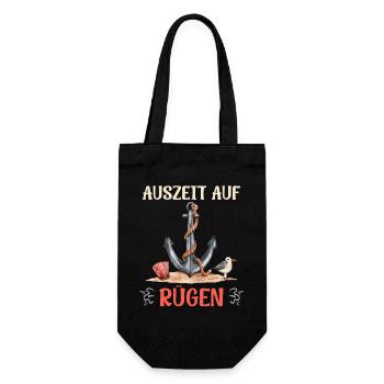 Insel Rügen AUSZEIT AUF RÜGEN Urlaub Lustiges - Geschenkbeutel für Flaschen - Schwarz - Vorne