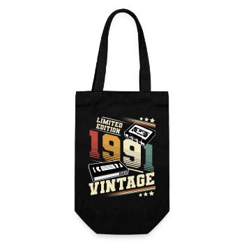 1991 Year of birth Year of manufacture Birthday vintage - Gift Bag for Bottles - black - Front