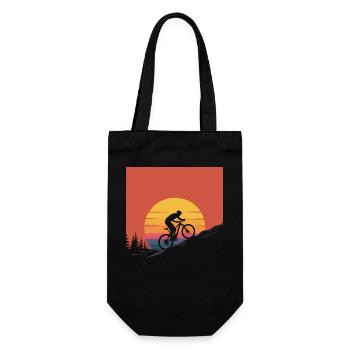 Mountain Biker Sunset Silhouette - Gift Bag for Bottles - black - Front