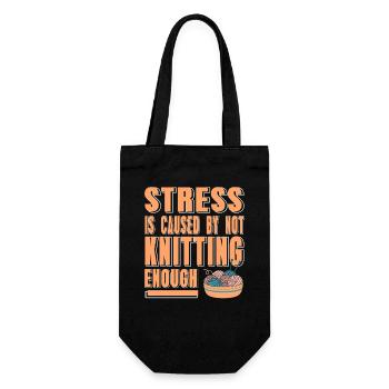 Stress Relief Through Knitting Funny Yarn Life - Gift Bag for Bottles - black - Front