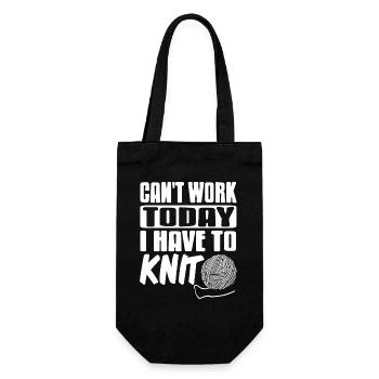 Can't Work Today I Have to Knit Funny Yarn - Geschenkbeutel für Flaschen - Schwarz - Vorne
