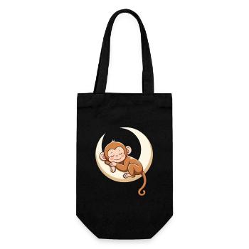 Sleeping monkey on moon pillow - Gift Bag for Bottles - black - Front