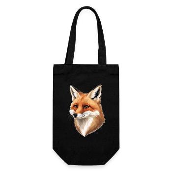 Fuchs Kopf Illustration: Warme Naturtöne - Geschenkbeutel für Flaschen - Schwarz - Vorne