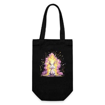 Farbexplosion Hase Illustration - Geschenkbeutel für Flaschen - Schwarz - Vorne