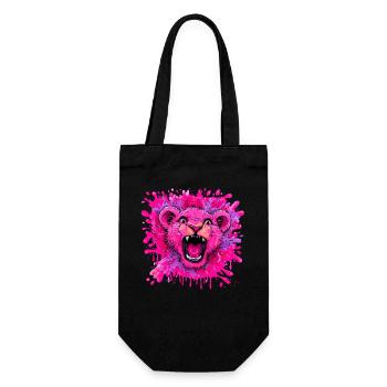 Lion rose dans une touche de couleur - Sac à bouteille - noir - Devant