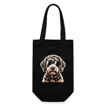 Brown Labradoodle - Gift Bag for Bottles - black - Front