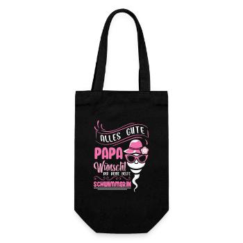 Alles Gute Papa wünscht dir dein bester Schwimmer - Geschenkbeutel für Flaschen - Schwarz - Vorne