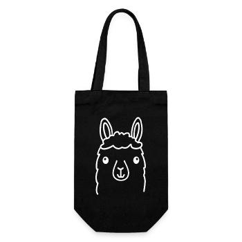 Cute Alpaca Llama Head Line Art - Gift Bag for Bottles - black - Front
