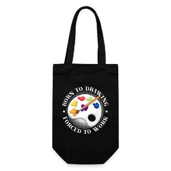 Funny Art Painter Born To Drawing Forced To Work - Gift Bag for Bottles - black - Front