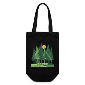 Disc Golf Forêt Coucher de soleil Scène du panier volant à disque - Sac à bouteille - noir - Devant