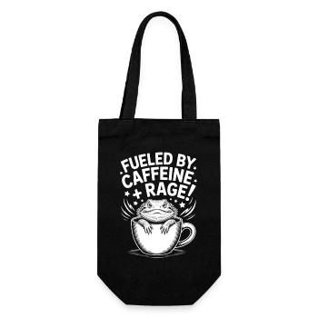 Kaffee Sprüche Koffein Lustiges Kaffee Geschenk - Geschenkbeutel für Flaschen - Schwarz - Vorne