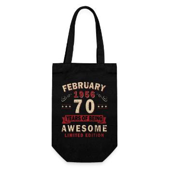 70th Anniversary – Year – February 1956 - Gift Bag for Bottles - black - Front