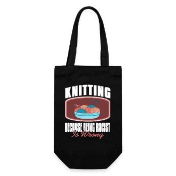 Knitting for Kindness and Equality Yarn Humor - Gift Bag for Bottles - black - Front