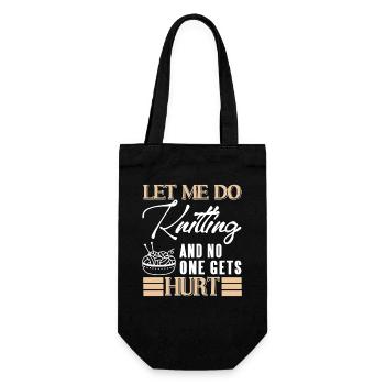 Let Me Knit in Peace Funny Yarn Lover Humor - Geschenkbeutel für Flaschen - Schwarz - Vorne