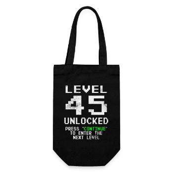 Level 45 unlocked - Gamer - Geburtstag - Geschenk - Geschenkbeutel für Flaschen - Schwarz - Vorne