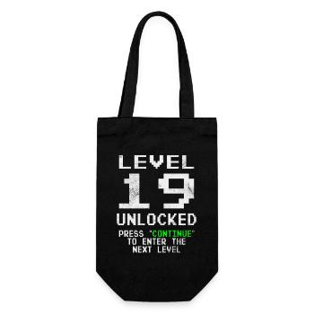 Gamer Level 19 Unlocked - Gaming - Gift Bag for Bottles - black - Front