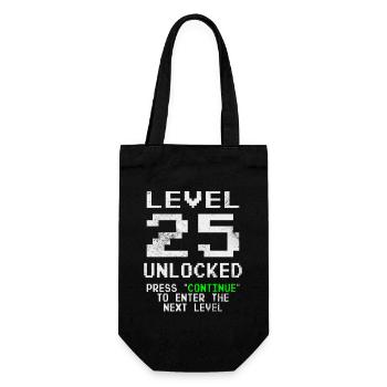 Level 25 Unlocked Shirt 25th Birthday Shirt - Gift Bag for Bottles - black - Front