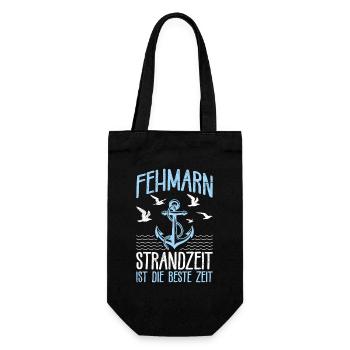 Ostsee FEHMARN STRANDZEIT DIE BESTE ZEIT - Geschenkbeutel für Flaschen - Schwarz - Vorne