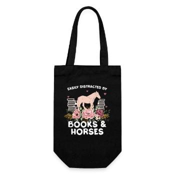 Cheval et Fleurs : Amour des livres - Sac à bouteille - noir - Devant