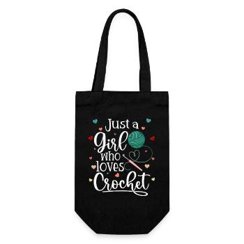 Just a Girl Who Loves Crochet - Geschenkbeutel für Flaschen - Schwarz - Vorne