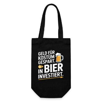 Karneval Geld Für Kostüm Gespart Bier Saufen Party - Geschenkbeutel für Flaschen - Schwarz - Vorne