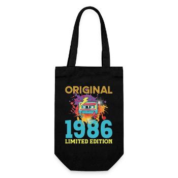 Anniversaire 40 ans 1986 Cassette Vintage Rétro - Sac à bouteille - noir - Devant