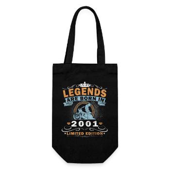 25th Birthday Vintage 2001 Motorcyclist Biker - Gift Bag for Bottles - black - Front