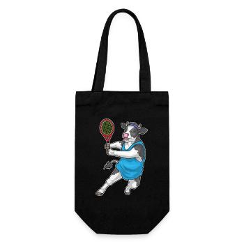 Kuh Tennis Tennisschläger Sport - Geschenkbeutel für Flaschen - Schwarz - Vorne
