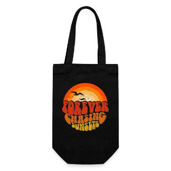 Forever Chasing Sunsets Retro Emblem - Gift Bag for Bottles - black - Front