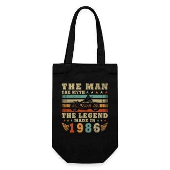 Classic 1986 Vintage Vintage Retro Motorcycle - Gift Bag for Bottles - black - Front
