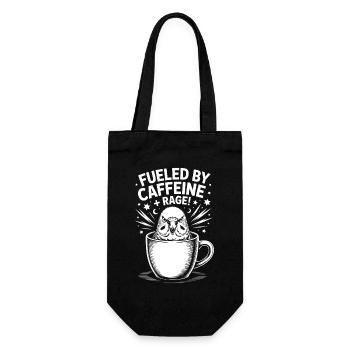 Kaffee Sprüche Koffein Lustiges Kaffee Geschenk - Geschenkbeutel für Flaschen - Schwarz - Vorne