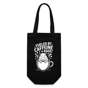 Kaffee Sprüche Koffein Lustiges Kaffee Geschenk - Geschenkbeutel für Flaschen - Schwarz - Vorne