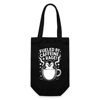 Kaffee Sprüche Koffein Lustiges Kaffee Geschenk - Geschenkbeutel für Flaschen - Schwarz - Vorne
