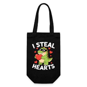 I Steal Hearts Dino Valentine - Gift Bag for Bottles - black - Front