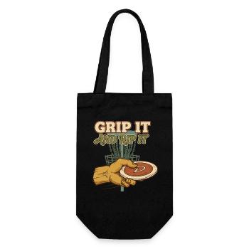Grip It And Rip It Disc Golf Disc Golfer Flying - Gift Bag for Bottles - black - Front