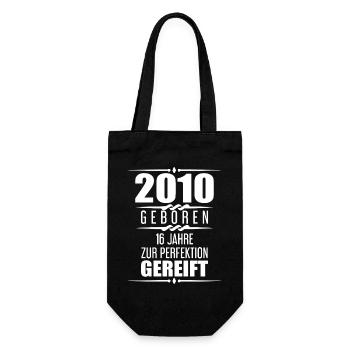 2010 16 Jahre Spruch Geschenk zum 16. Geburtstag - Geschenkbeutel für Flaschen - Schwarz - Vorne