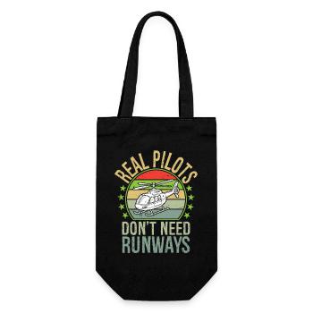 Real Pilots Don't Need Runways Vintage - Geschenkbeutel für Flaschen - Schwarz - Vorne