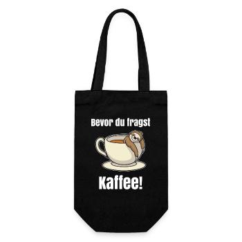 Bevor du fragst Kaffee Faultier - Geschenkbeutel für Flaschen - Schwarz - Vorne