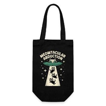 Funny Cat Alien Abduction  - Gift Bag for Bottles - black - Front