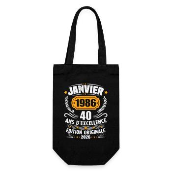 Vintage Januar 1986 40-jähriges Jubiläumsgeschenk - Geschenkbeutel für Flaschen - Schwarz - Vorne