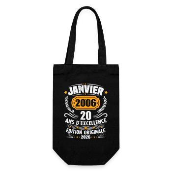 Vintage Janvier 2006 Cadeau D'anniversaire 20 Ans - Geschenkbeutel für Flaschen - Schwarz - Vorne