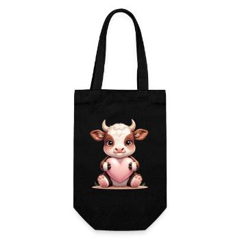 Baby cow with heart - Gift Bag for Bottles - black - Front