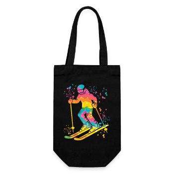 Alpin Ski Wintersport Nordischer Skilauf - Geschenkbeutel für Flaschen - Schwarz - Vorne