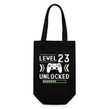 23rd Birthday Level 23 unlocked - Gift Bag for Bottles - black - Front